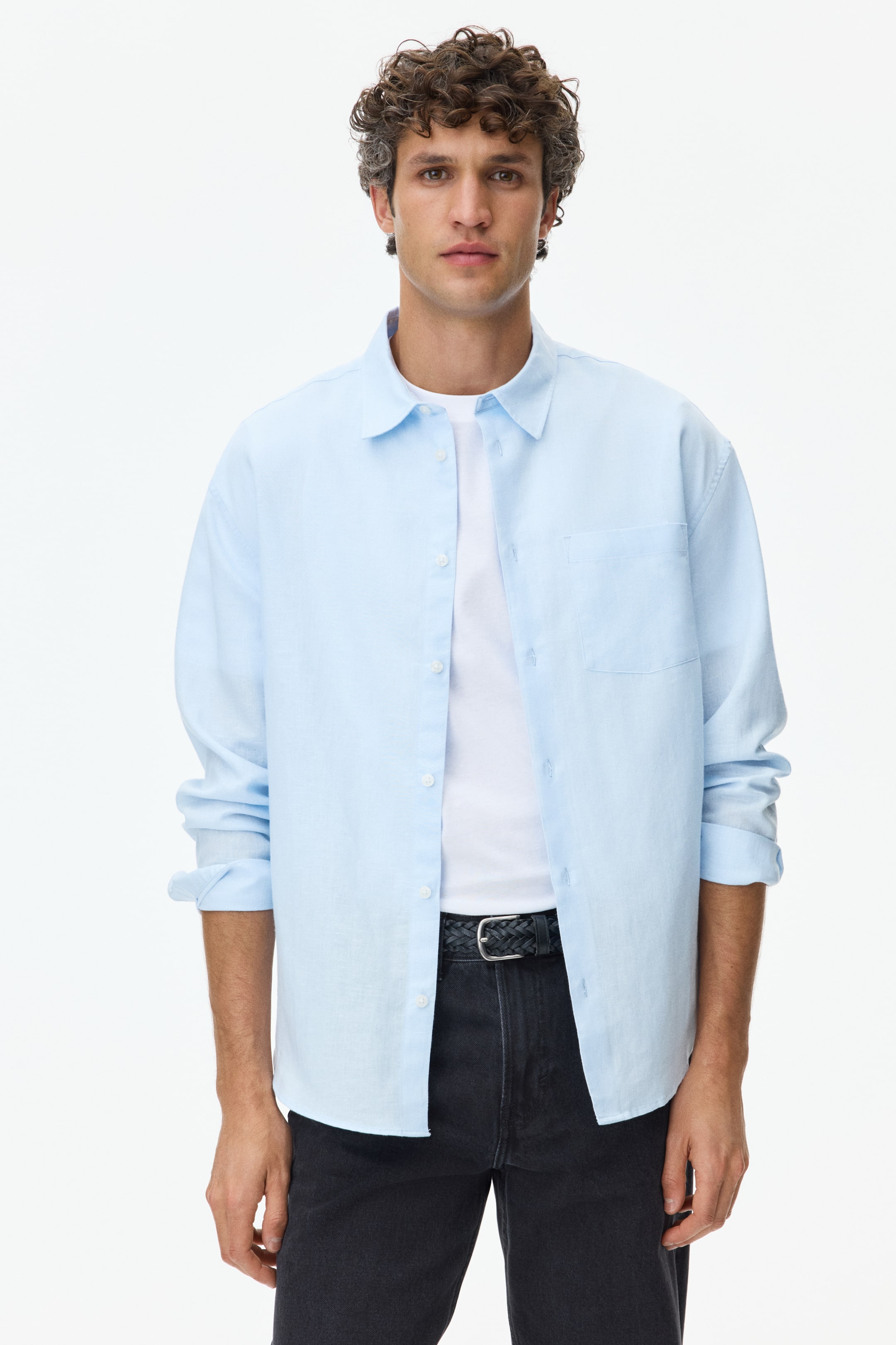 H&M MEN Relaxed Fit Linen-blend shirt