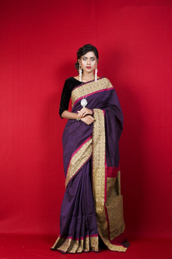 FABINDIA Red Cotton Hand Block Printed Sari